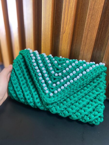 sac au crochet vert