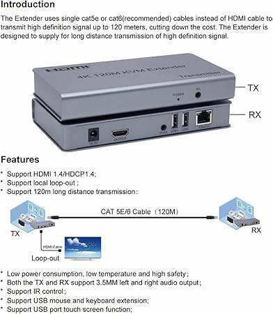 HDMI extender 200 mètres KVM IP extender