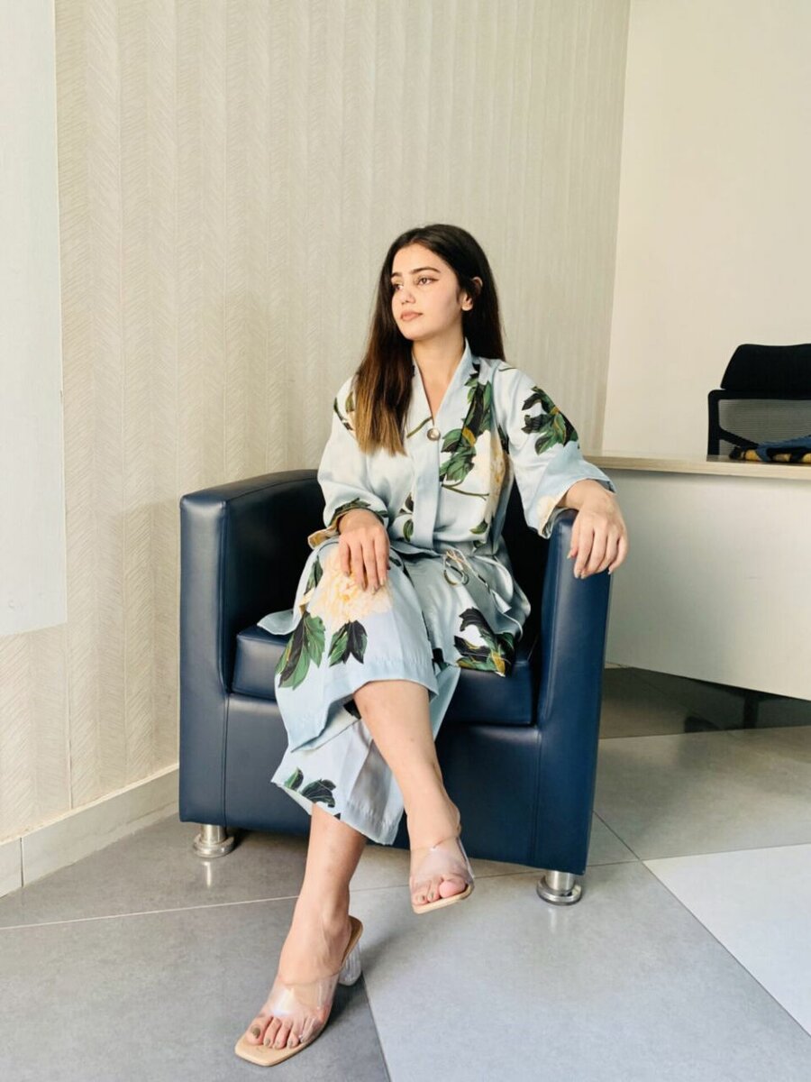 2 Piece Pastel Blue Floral Dress