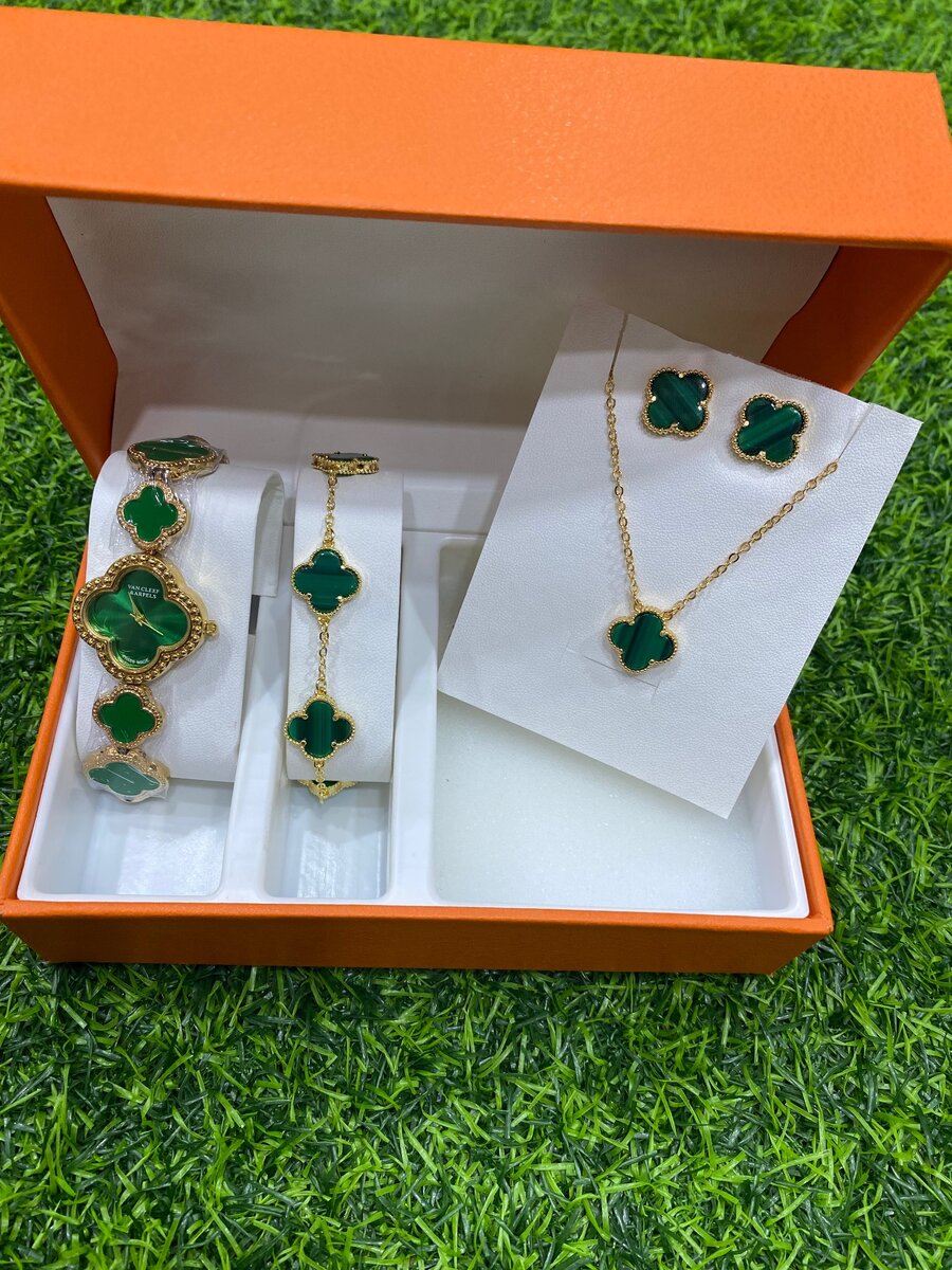 Necklace, bracelet and watch