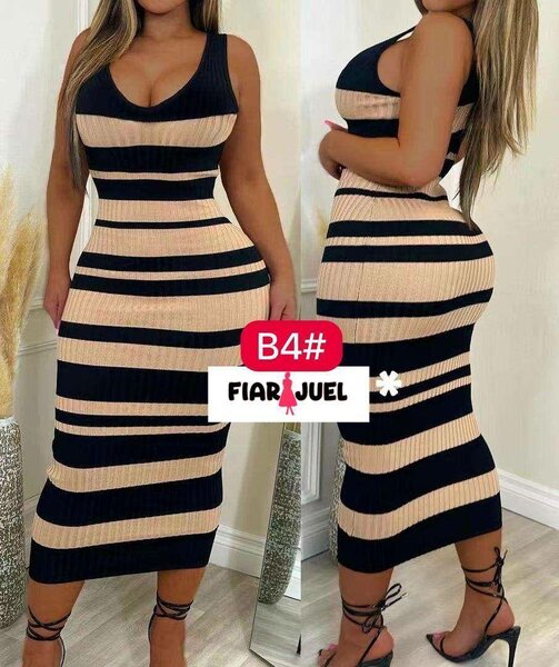 Robe moulante rayée élégante