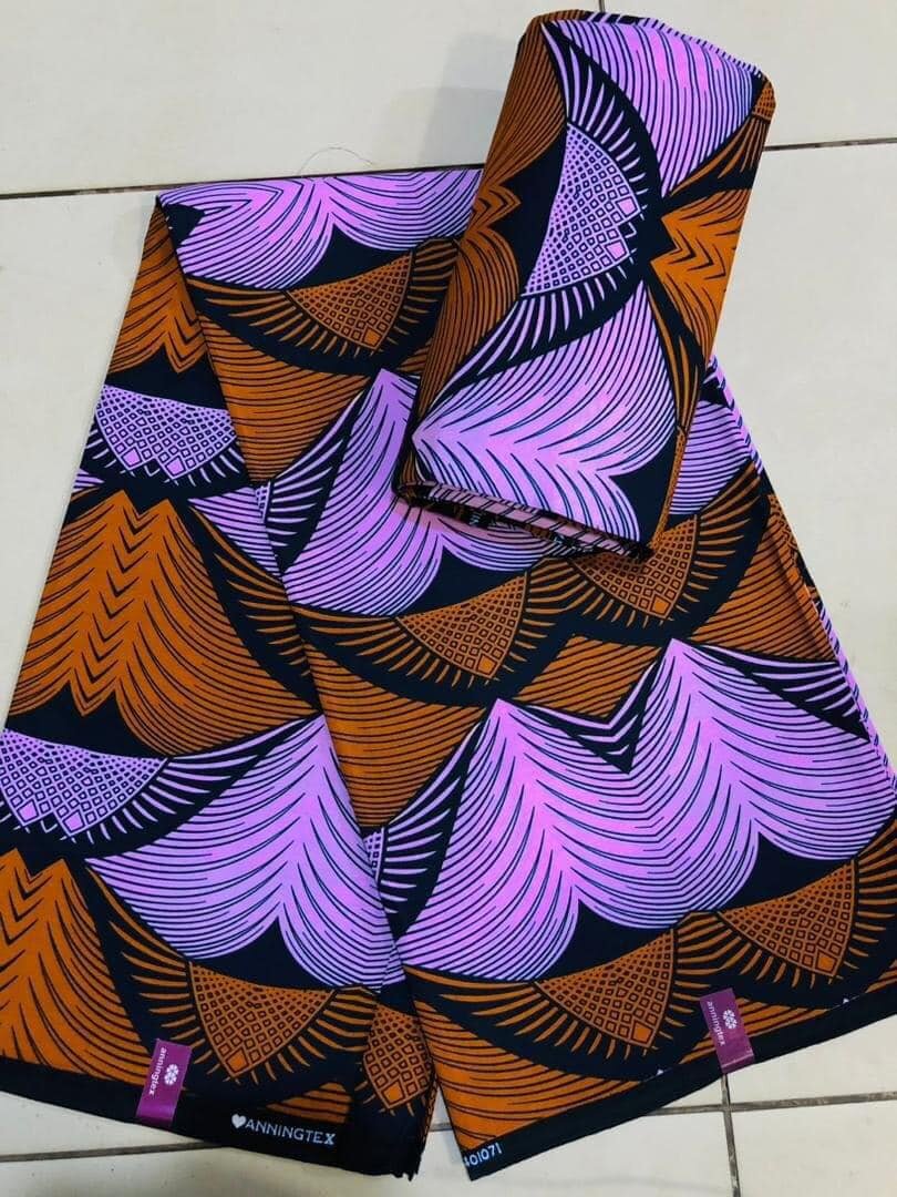 Tissu African print brun violet