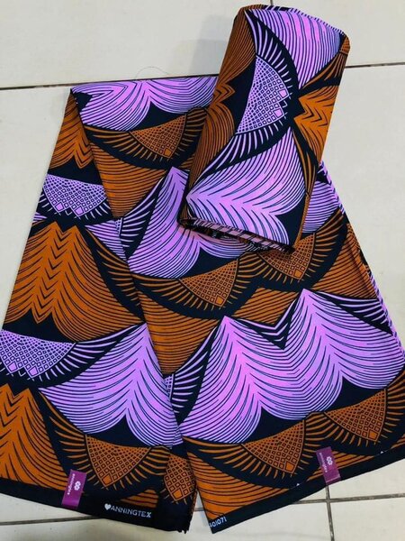 Tissu African print brun violet