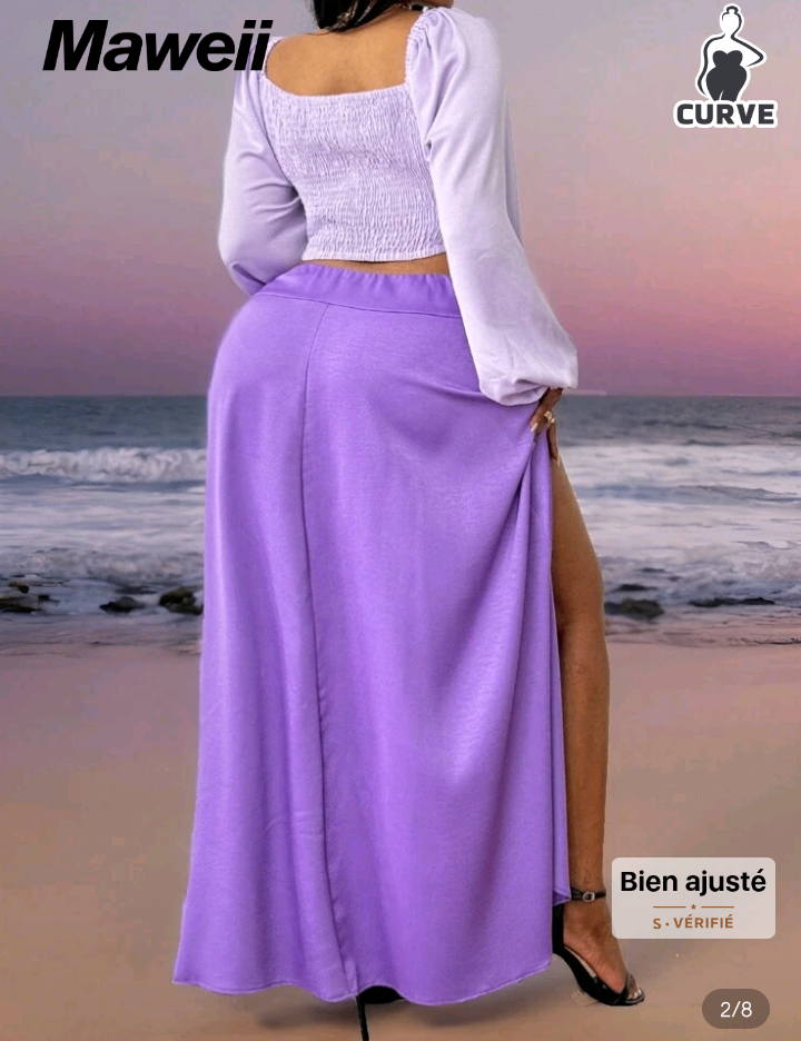 Ensemble satin violet élégant