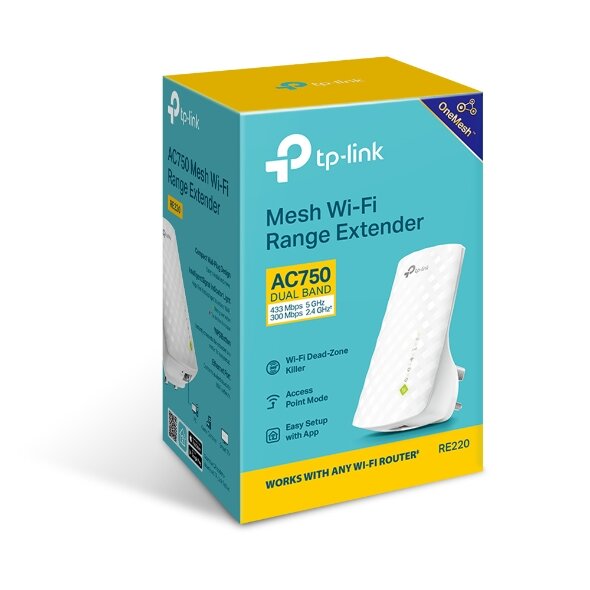 Tp-link Mesh Wi-fi Range Extender Ac750 Dualband (Re220)