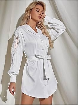 Women's Long Sleeve White Dress