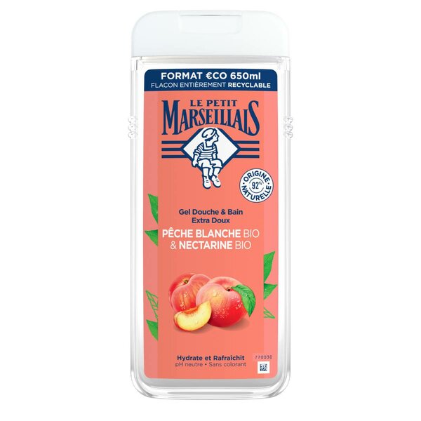 Le Petit Marseillais Gel Douche Extra Doux Pêche Blanche Bio