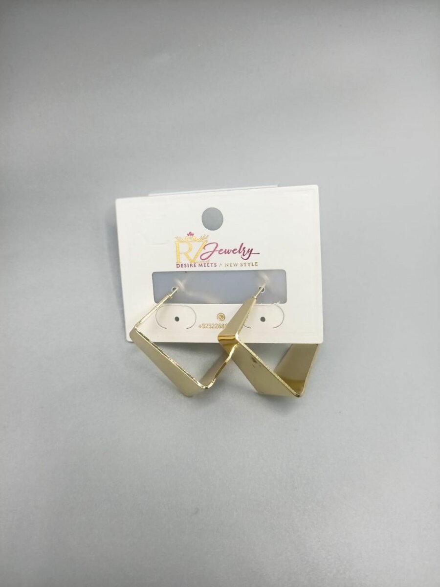 KOREAN STYLE SQUARE METAL BIG HOOPS / SILVER AND GOLDEN BIG