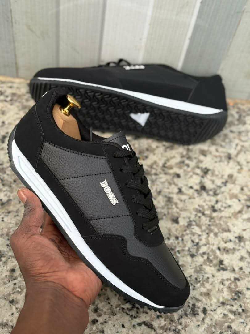 Baskets lifestyle en cuir blanc et noir