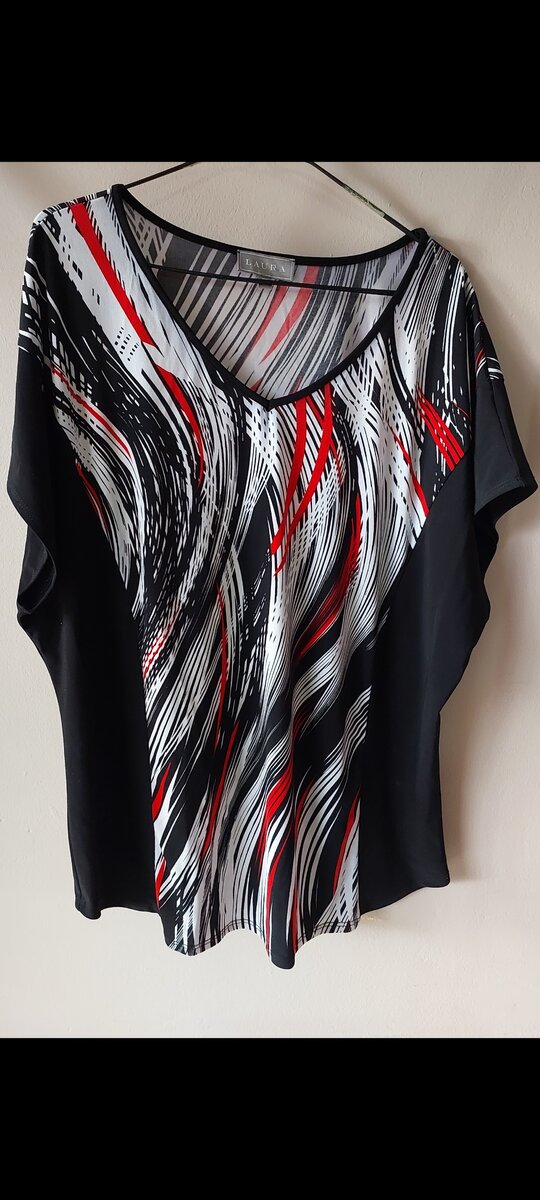 Black Blouse ( Red and White Detail)