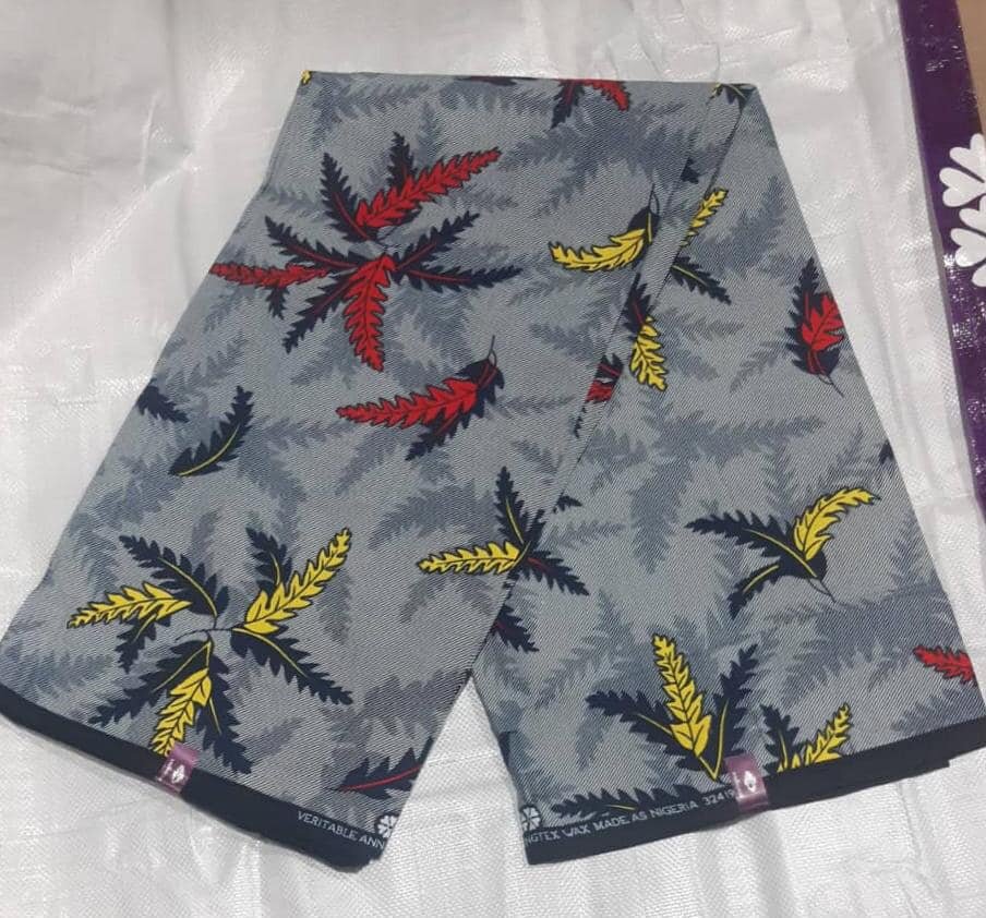 Original Cotton Wax Chitenge Fabric with 6 Yard Print gray