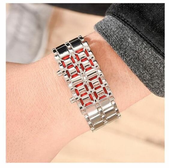 Men's digital red led watch