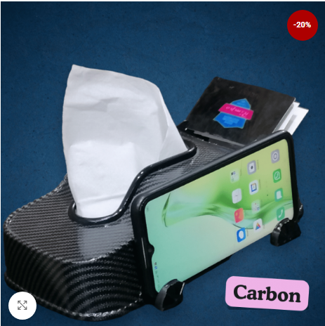 ABS Carbon Fiber | Car Tissue Box | Mobile Holder | Cards Holder