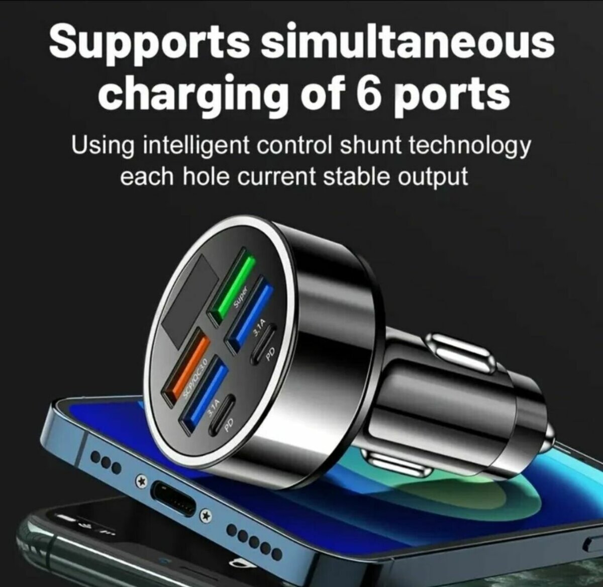 Chargeur téléphone 6 ports ultra rapide USB TYPE C