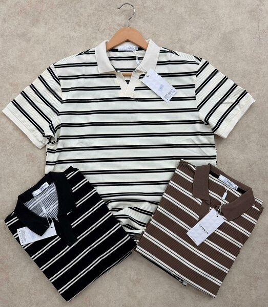 Polo à motifs rayés homme