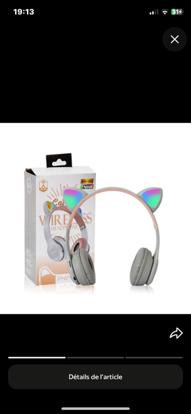 Casque Bluetooth Oreilles de Chat