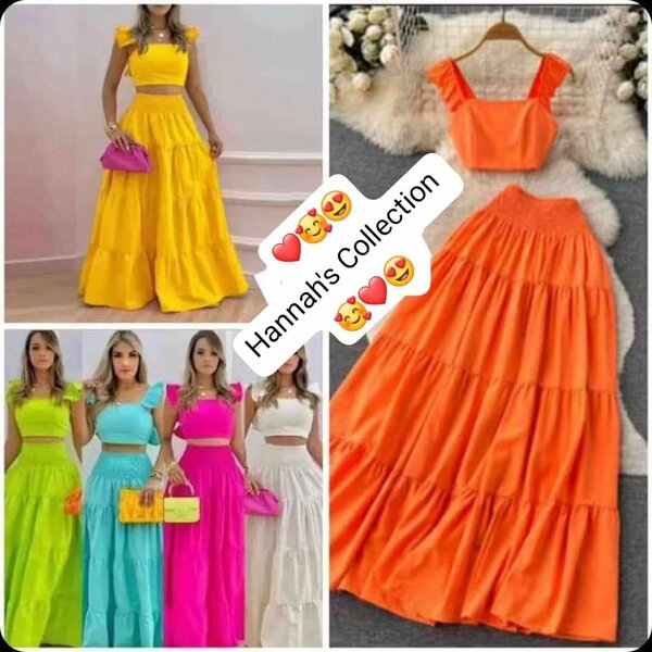 Crop Top and Long Skirt Set