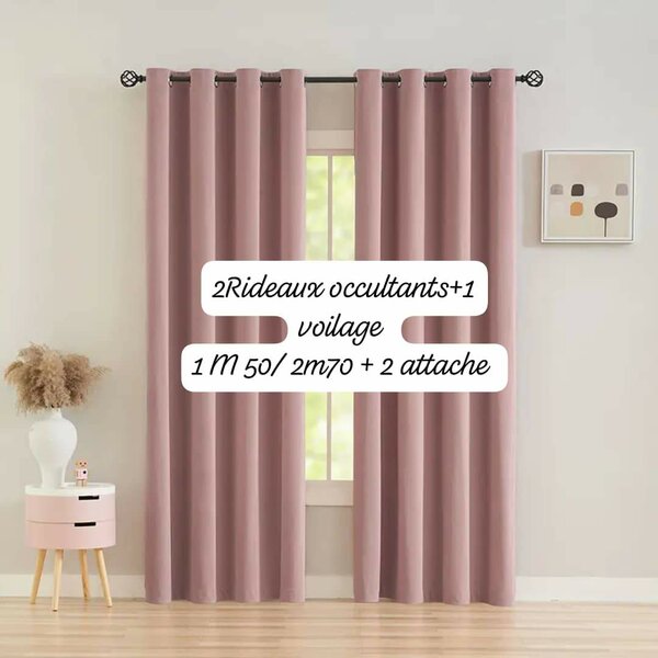 Rideaux Occultants Rose 2pcs