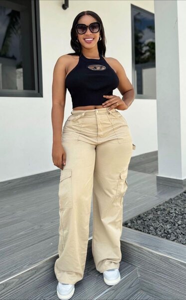 Pantalon cargo beige femme