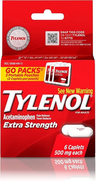 Tylenol Acetaminophen Extra Strength Caplets. 500mg.