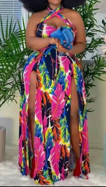 Robe Maxi Bohème Plume Femme