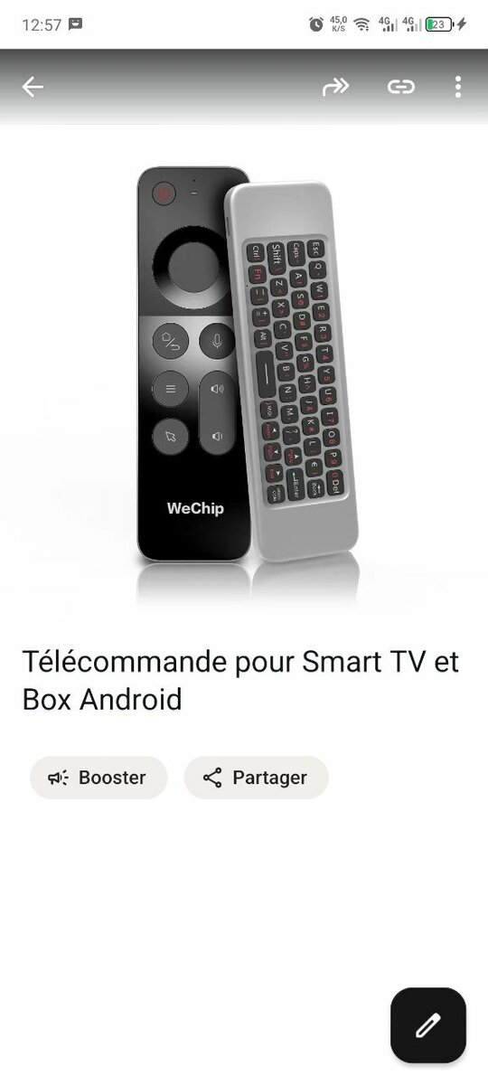 Télécommande air mouse Smart TV