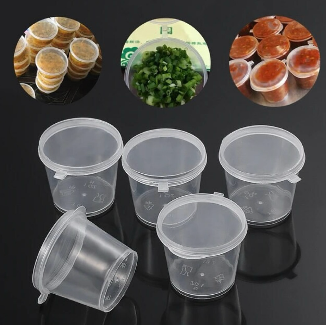 versatile hinged sauce containers 1oo pc
