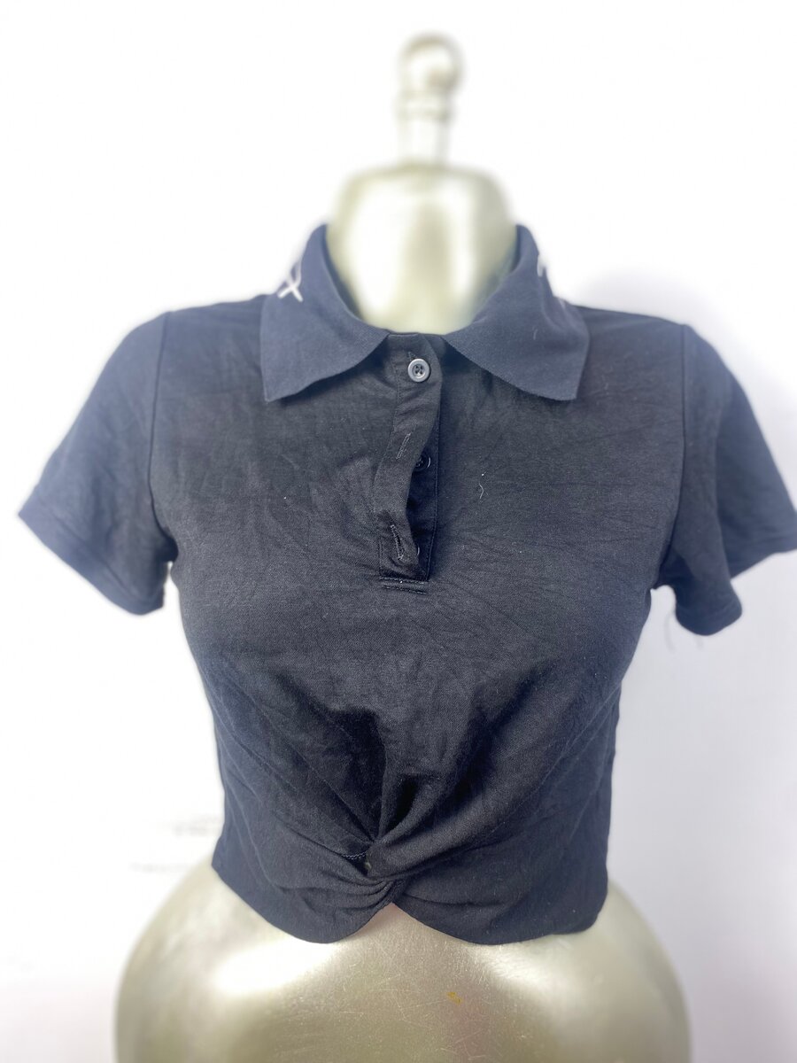 Polo noir court femme