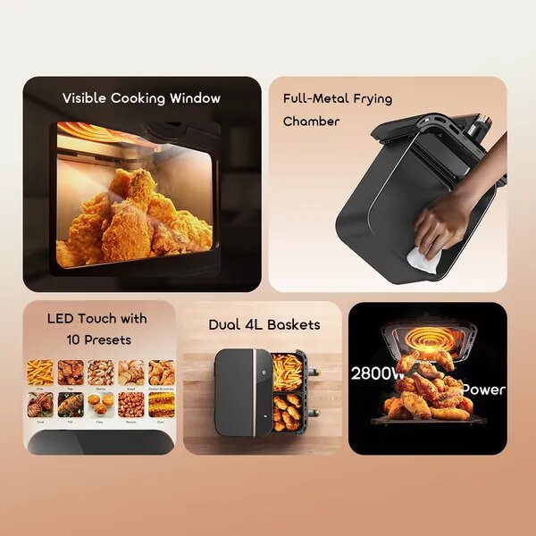 Friteuse double LED 2800W