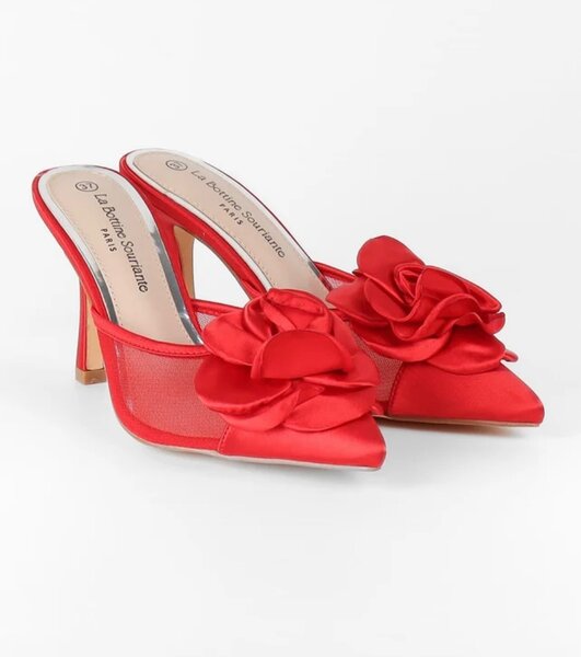Mules à Talons avec Décoration Florale