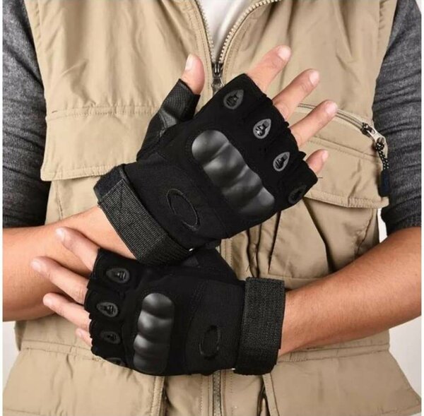 Gants demi-doigt pour hommes, gants de protection en plein a