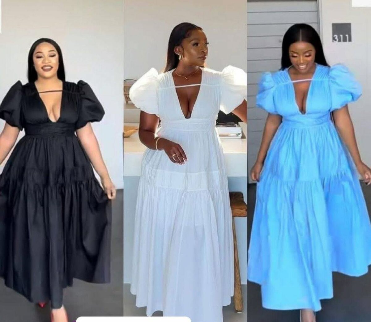 Robe maxi élégante à manches bouffantes