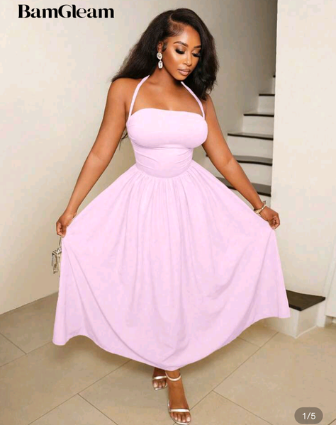 Robe élégante Halter Rose