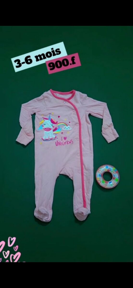 Grenouillère Bébé Licorne 3-6 Mois