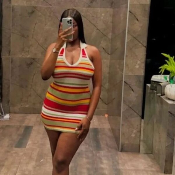 Robe moulante rayée femme