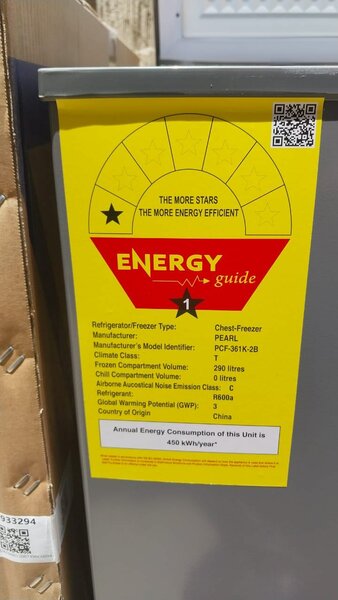 Pearl chest freezer 290 litre