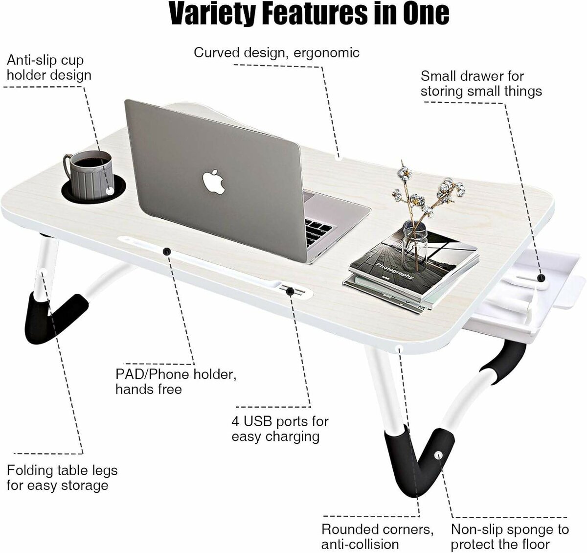 Ergonomic Laptop Table [With Accessories]
