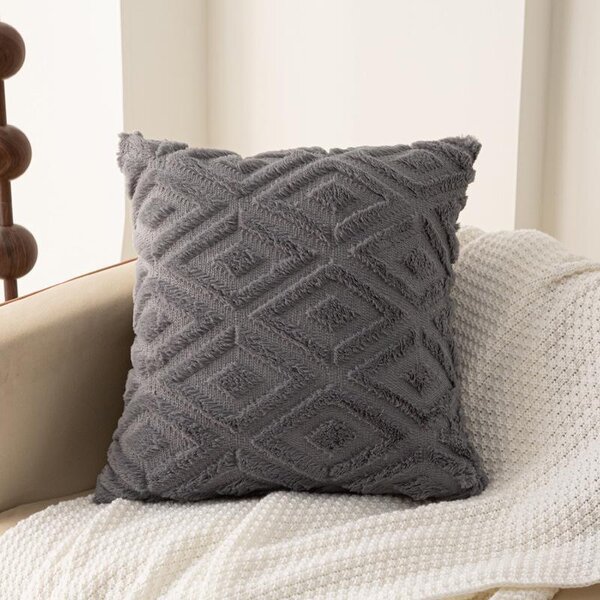 Coussin décoratif gris texturé