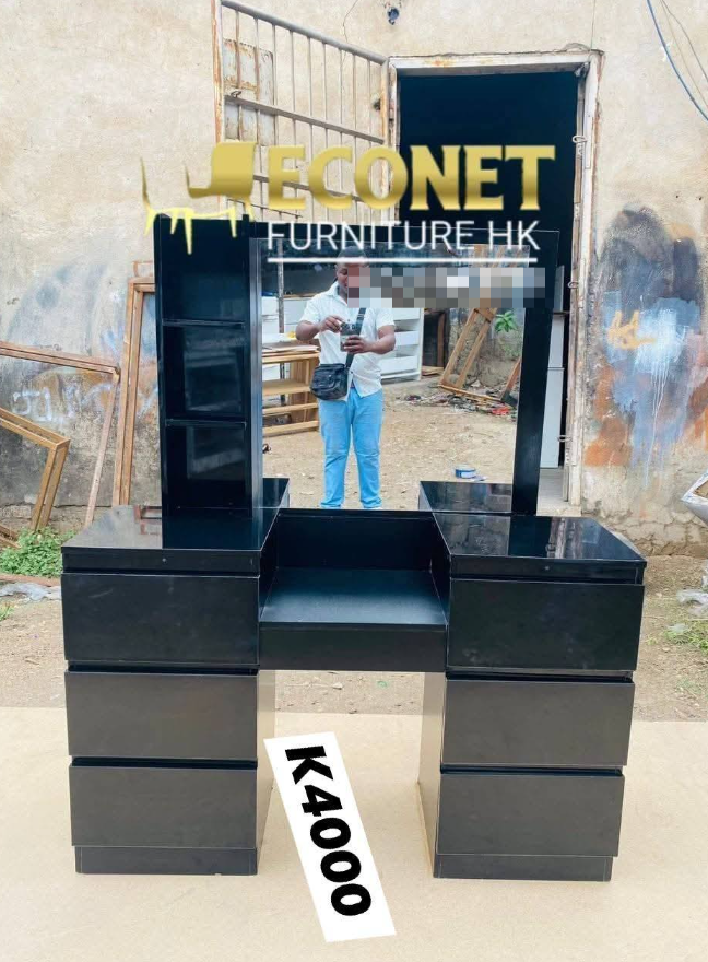 Black dressing table with mirror