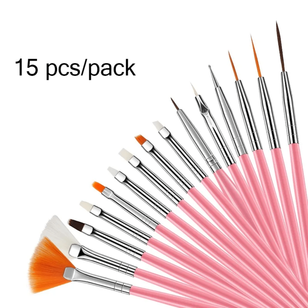 Ensemble de Pinceaux à Ongles 15 Pièces