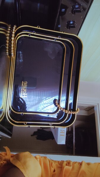 3 piece Tray set. Black and Gold K350