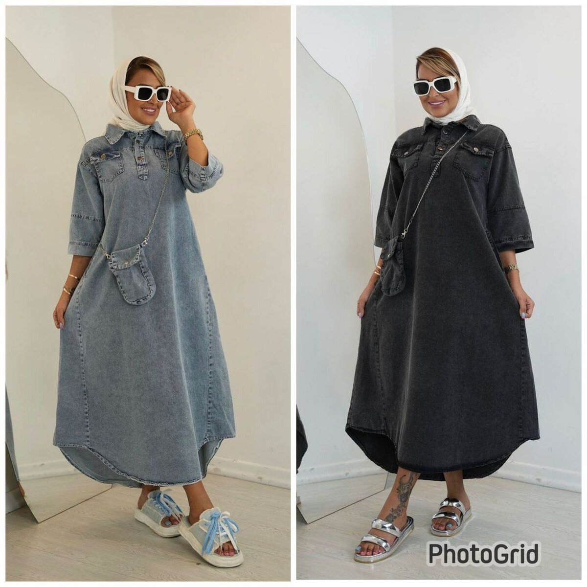 Robe jeans avec sac