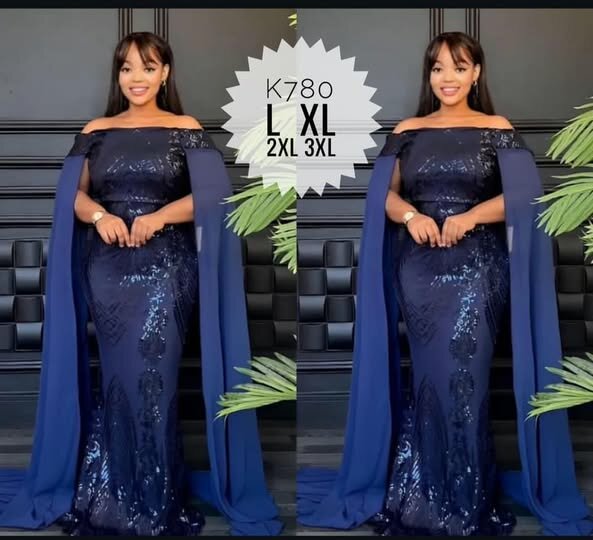 Women's long evening dress in   blue