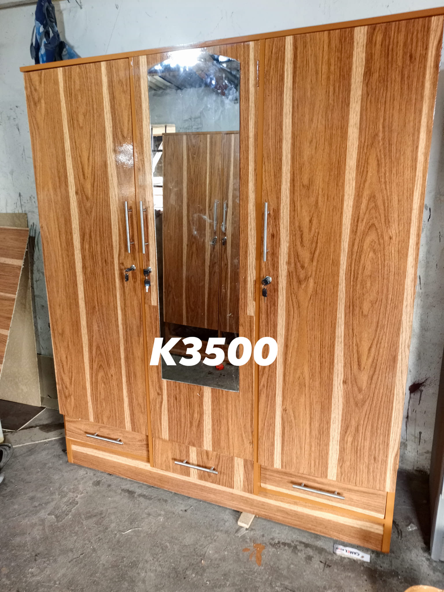 brown cabinet with stripes