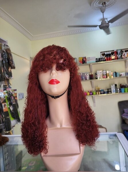 MAROON CURLY FRINGE WIG
