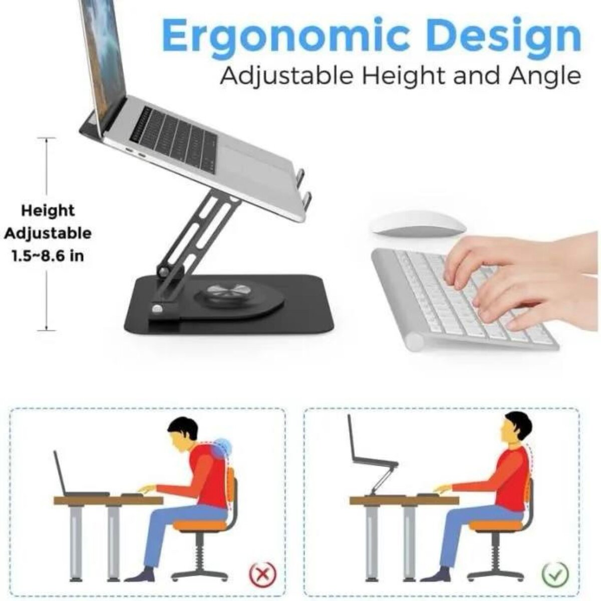 Support Ordinateur Portable,Rotative à 360°,Réglable en Haut