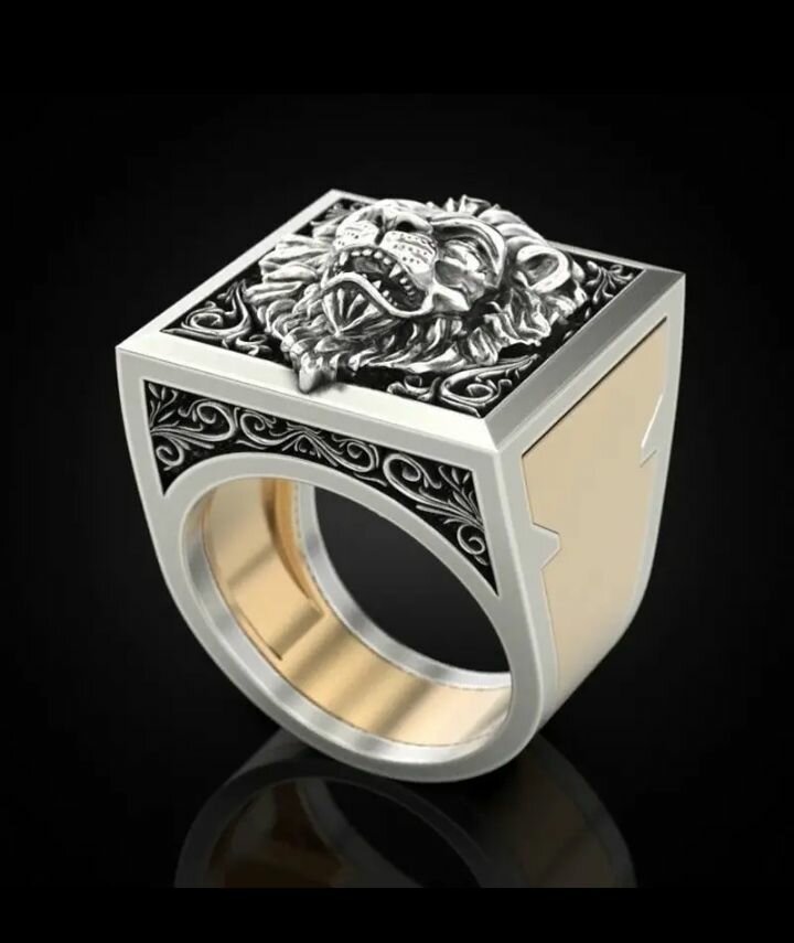 A Cross border Hot fashion Retro Domineering Lion Ring Creat