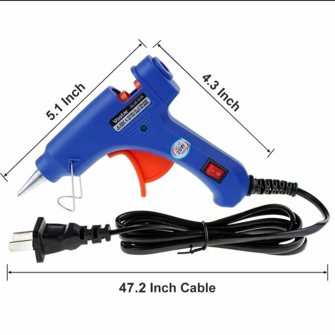 Pistolet à Colle Chaude 20W Fourni Avec 10 Bâtons De Colle - Bleu