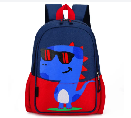 Dino With Spectacle Blue & Red Backpack / 2yrs+