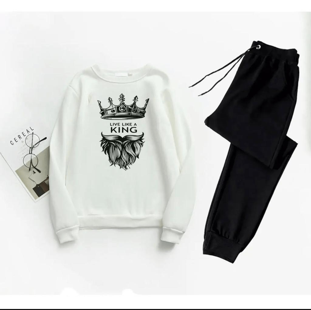Men's Printed Polyester Track Suit - 2 Pcs Set (Sweatshirt &